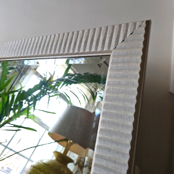 Glam White Beveled Mirror Vanity Fluted Wall Mirror 29.5" Bathroom Bedroom - Picture 7 of 13